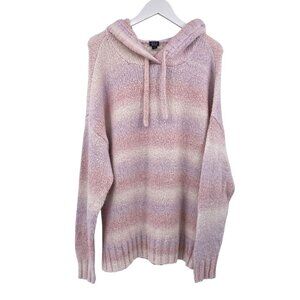 G.I.L.I soft hooded sweater size medium pink white NWT cotton blend pastel